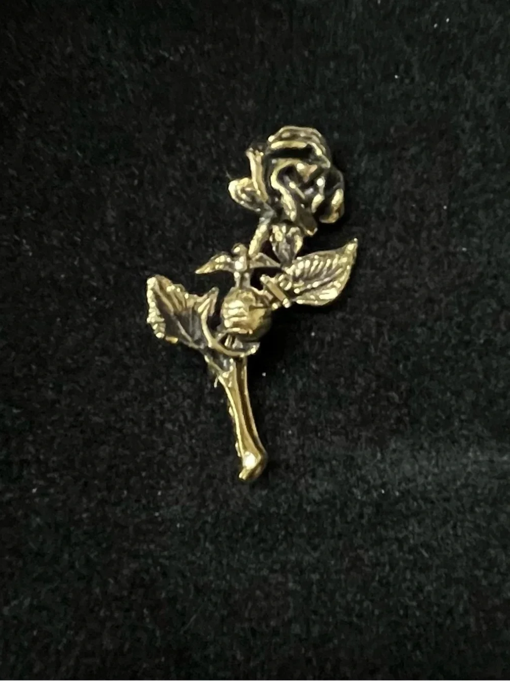 Gold Tone Rose Flower Brooch Floral Pin